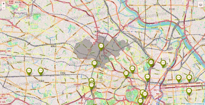 東京都の3COINSの店舗地図