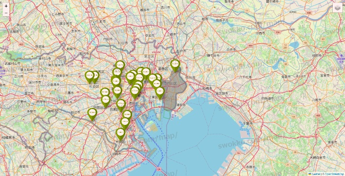 東京都の3COINSの店舗地図