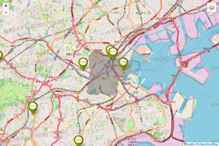 神奈川県の3COINSの店舗地図