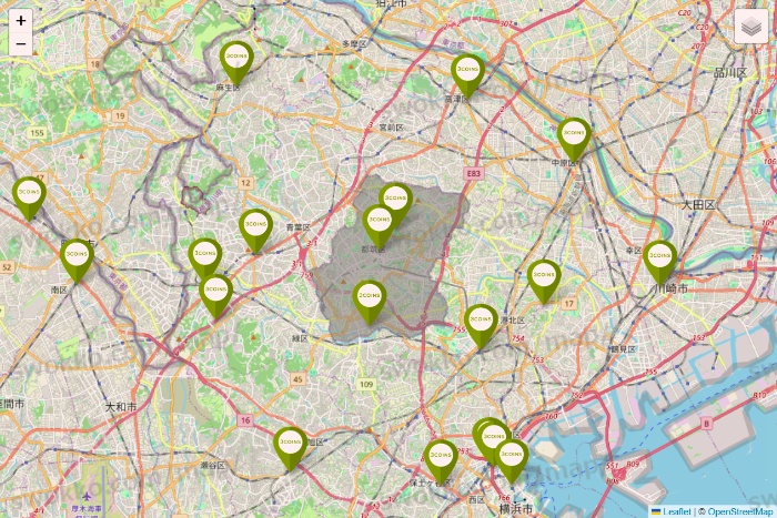 神奈川県の3COINSの店舗地図