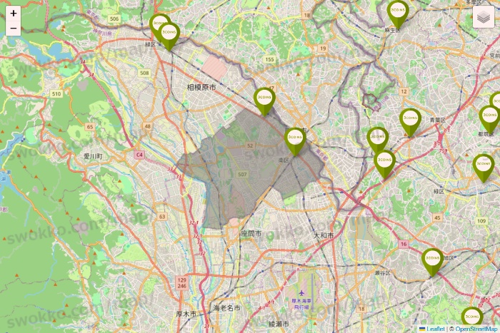 神奈川県の3COINSの店舗地図