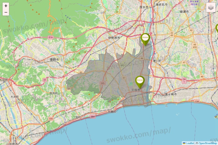 神奈川県の3COINSの店舗地図