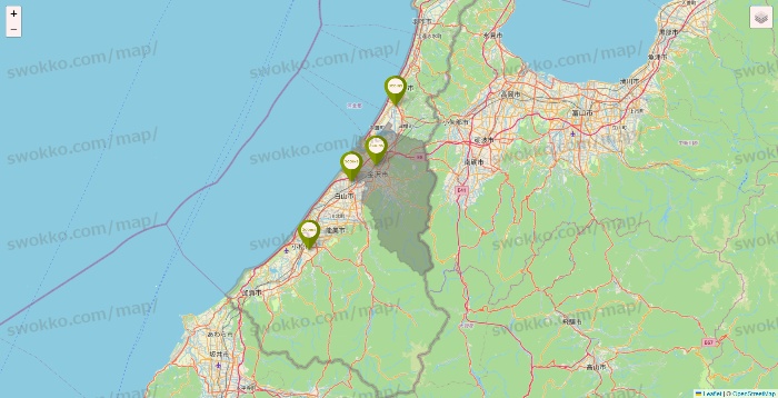 石川県の3COINSの店舗地図
