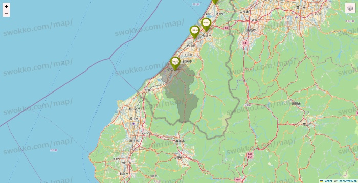 石川県の3COINSの店舗地図