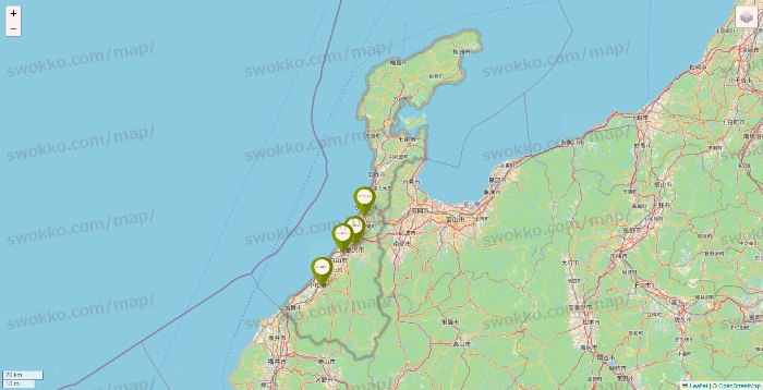 石川県の3COINSの店舗地図