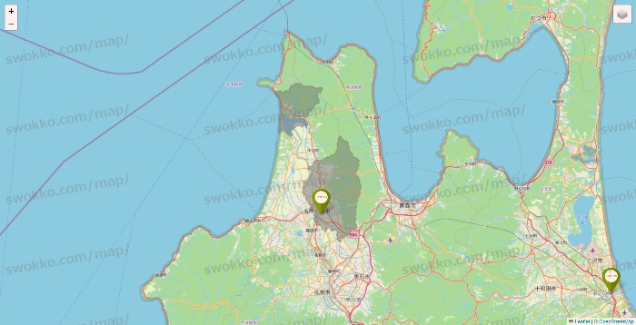 青森県の3COINSの店舗地図