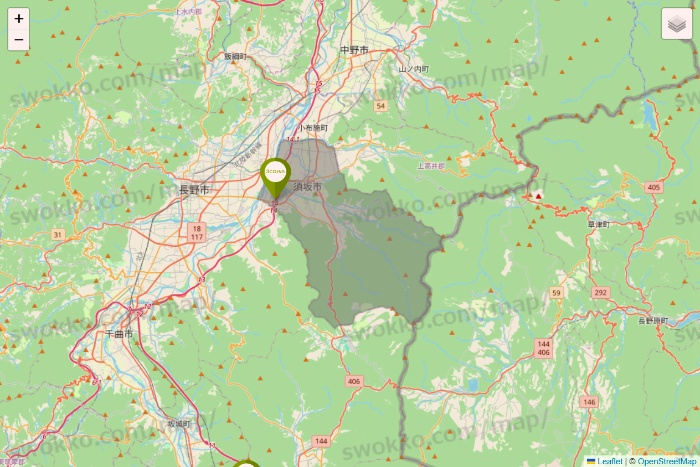 長野県の3COINSの店舗地図