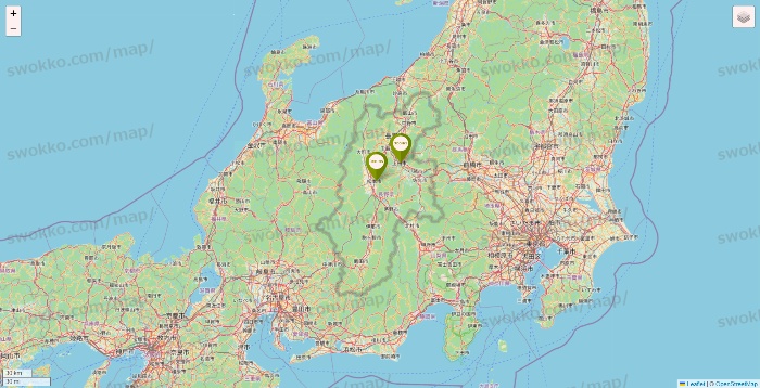 長野県の3COINSの店舗地図