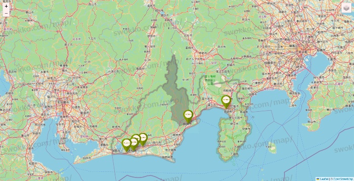 静岡県の3COINSの店舗地図