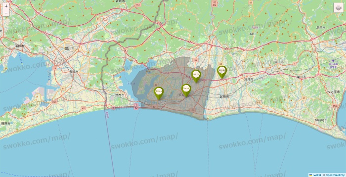 静岡県の3COINSの店舗地図