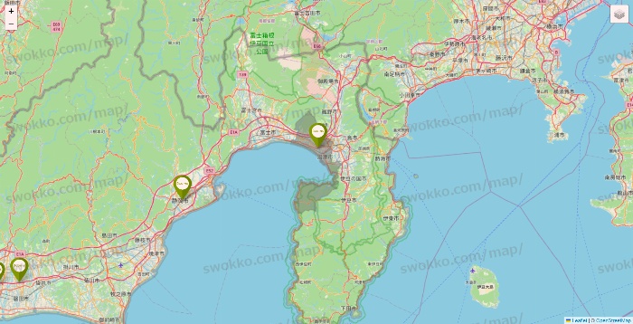 静岡県の3COINSの店舗地図