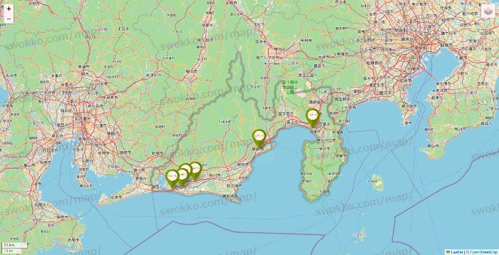 静岡県の3COINSの店舗地図