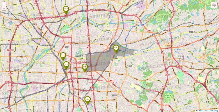 愛知県の3COINSの店舗地図
