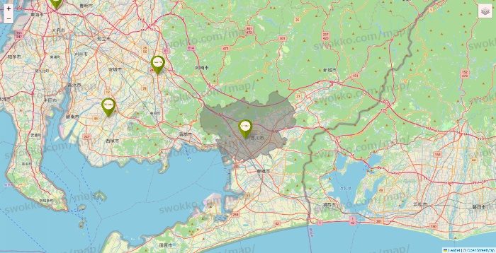 愛知県の3COINSの店舗地図