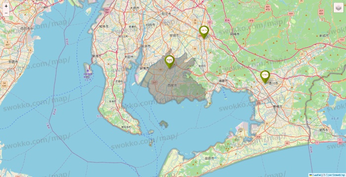 愛知県の3COINSの店舗地図