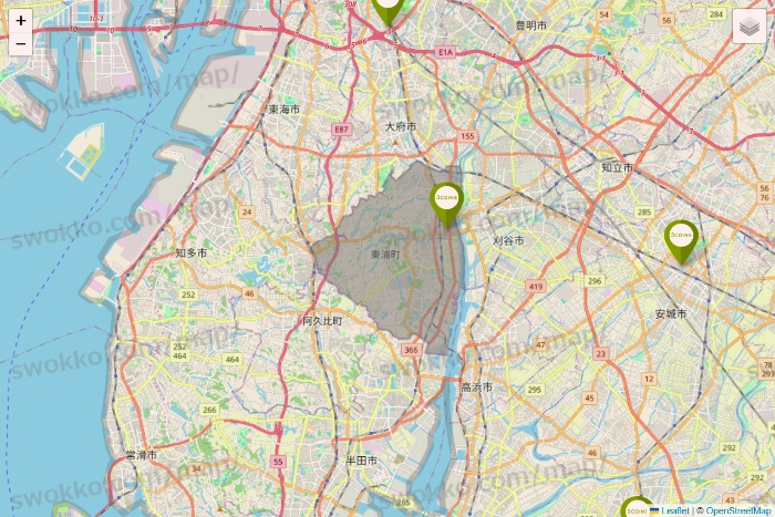 愛知県の3COINSの店舗地図