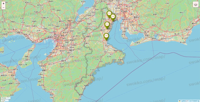 三重県の3COINSの店舗地図
