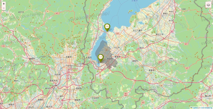 滋賀県の3COINSの店舗地図
