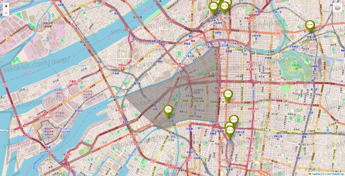 大阪府の3COINSの店舗地図