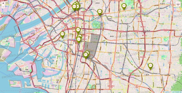 大阪府の3COINSの店舗地図