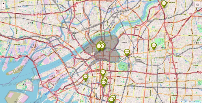 大阪府の3COINSの店舗地図