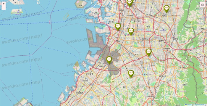 大阪府の3COINSの店舗地図