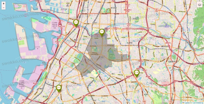 大阪府の3COINSの店舗地図