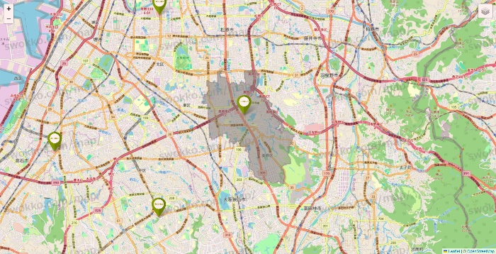 大阪府の3COINSの店舗地図