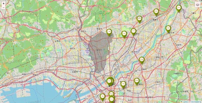 大阪府の3COINSの店舗地図