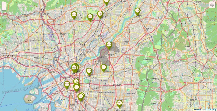 大阪府の3COINSの店舗地図