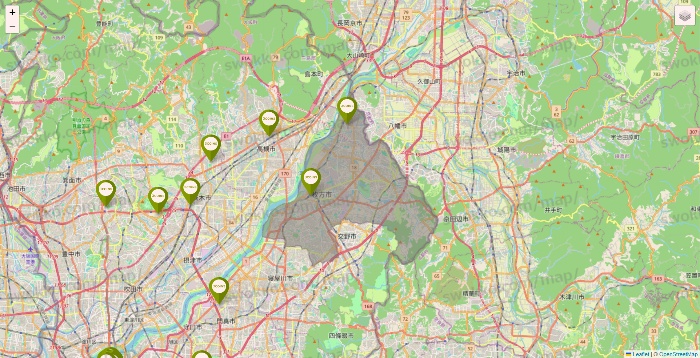 大阪府の3COINSの店舗地図