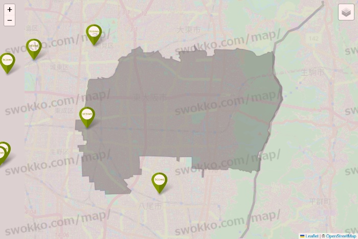 大阪府の3COINSの店舗地図