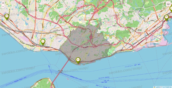 兵庫県の3COINSの店舗地図