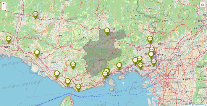 兵庫県の3COINSの店舗地図