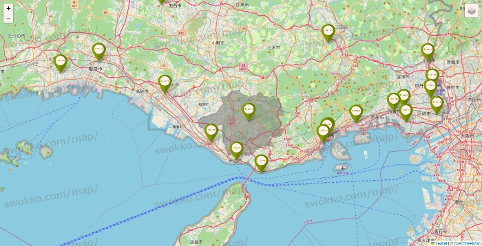 兵庫県の3COINSの店舗地図