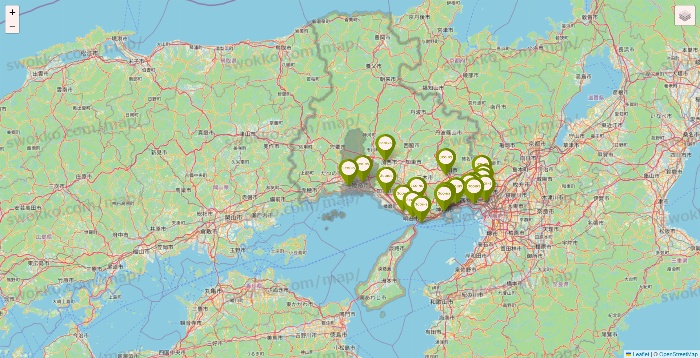 兵庫県の3COINSの店舗地図