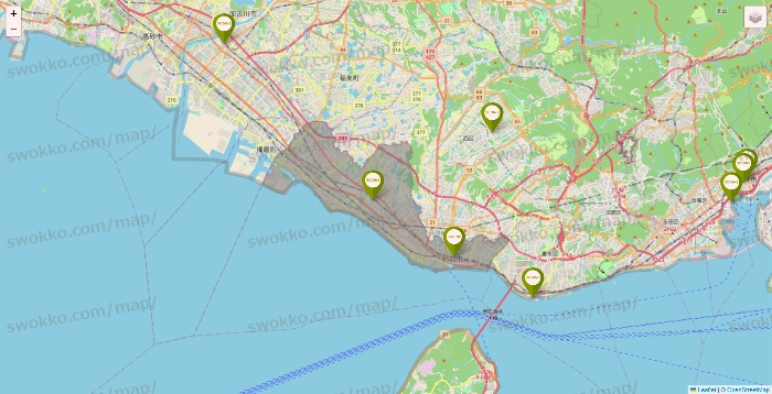 兵庫県の3COINSの店舗地図