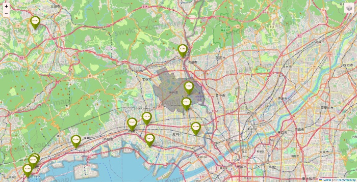 兵庫県の3COINSの店舗地図