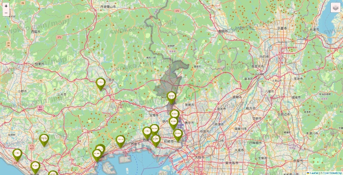 兵庫県の3COINSの店舗地図