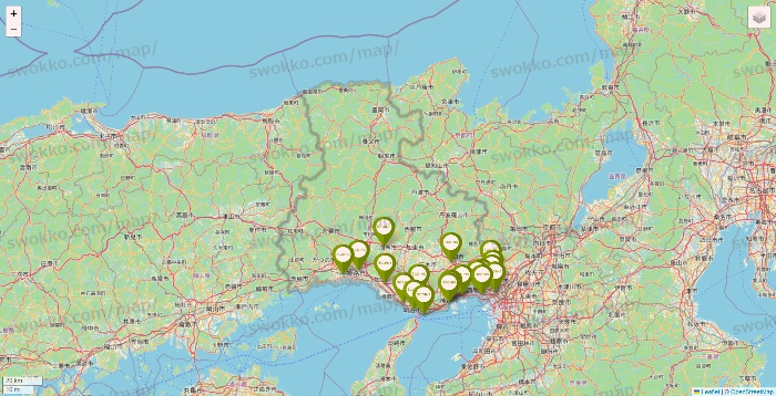 兵庫県の3COINSの店舗地図