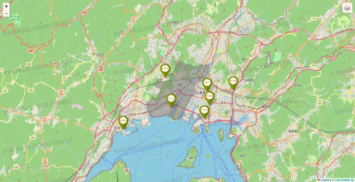 広島県の3COINSの店舗地図