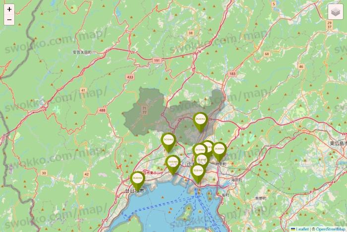 広島県の3COINSの店舗地図