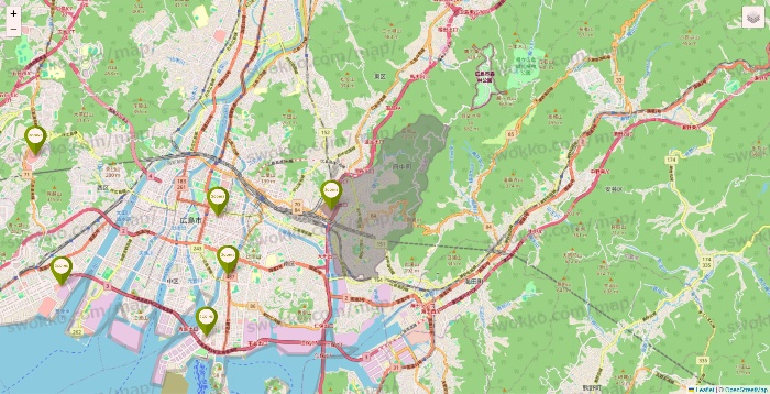 広島県の3COINSの店舗地図