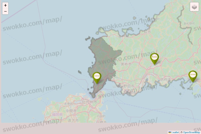 山口県の3COINSの店舗地図