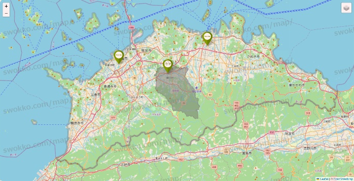 香川県の3COINSの店舗地図