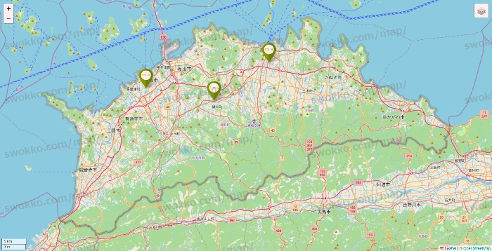 香川県の3COINSの店舗地図