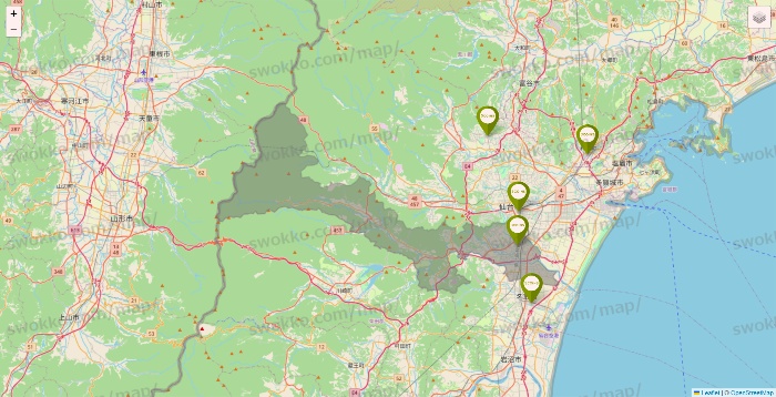 宮城県の3COINSの店舗地図