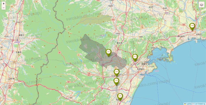 宮城県の3COINSの店舗地図
