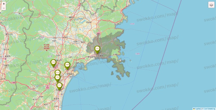 宮城県の3COINSの店舗地図