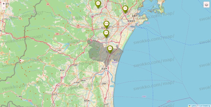 宮城県の3COINSの店舗地図